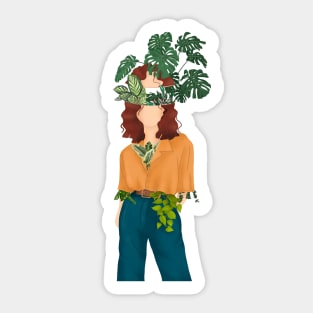 Plant Head, Girl Illustration 9 Sticker